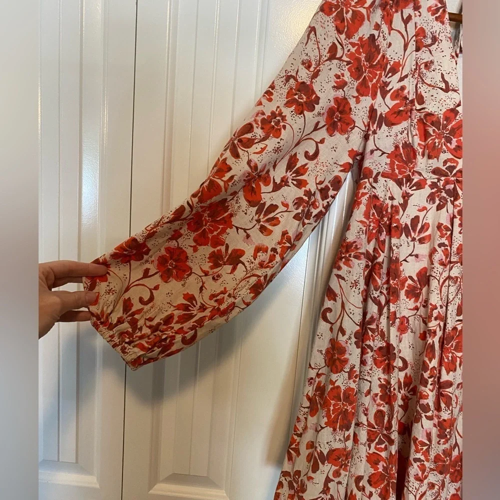 Free people floral long sleeve mini dress size XS - Picture 6 of 9